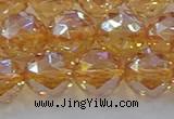CNC655 15.5 inches 14mm faceted round plated natural white crystal beads