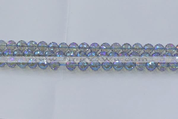 CNC658 15.5 inches 8mm faceted round plated natural white crystal beads