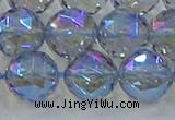 CNC661 15.5 inches 14mm faceted round plated natural white crystal beads