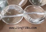 CNC748 15.5 inches 16mm faceted coin white crystal beads
