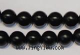 CNE06 15.5 inches 14mm round black stone needle beads wholesale