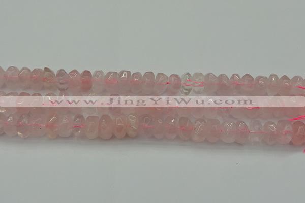 CNG1177 15.5 inches 6*14mm - 8*14mm nuggets rose quartz beads