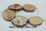 CNG1494 8 inches 30*35mm - 35*45mm freeform agate beads with brass setting