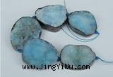 CNG1495 8 inches 30*35mm - 35*45mm freeform agate beads with brass setting