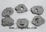 CNG1568 30*40mm - 40*50mm freeform plated druzy agate beads