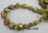 CNG1810 15.5 inches 15*20mm - 20*25mm nuggets plated rose quartz beads