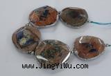 CNG2178 8 inches 40*45mm - 45*50mm freeform agate beads with brass setting