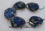 CNG2182 8 inches 40*45mm - 45*50mm freeform agate beads with brass setting