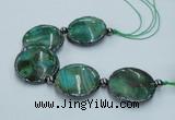 CNG2191 7.5 inches 30mm flat round agate beads with brass setting