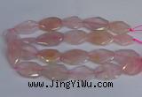 CNG2839 20*30mm - 22*35mm twisted & faceted freeform rose quartz beads
