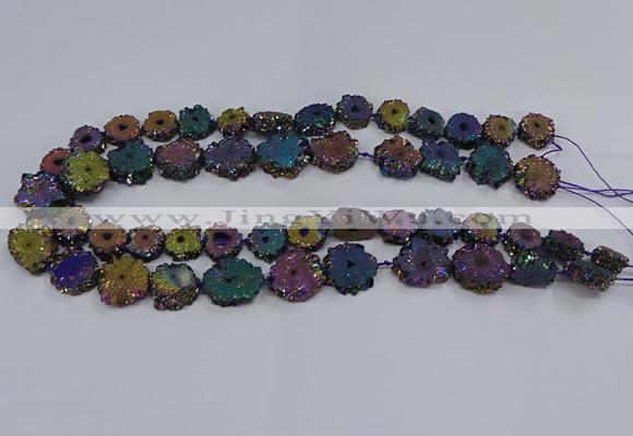 CNG2938 15.5 inches 8*10mm - 15*18mm freeform plated druzy agate beads
