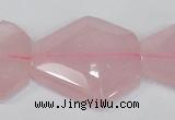 CNG301 15.5 inches 25*35mm faceted nuggets rose quartz beads