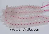 CNG3215 10*25mm - 12*50mm faceted nuggets matte rose quartz beads