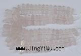CNG3217 10*25mm - 12*50mm faceted nuggets rose quartz beads
