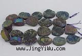 CNG3276 22*30mm - 30*40mm freeform plated druzy agate beads
