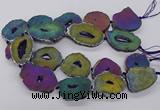 CNG3296 30*35mm - 35*40mm freeform plated druzy agate beads