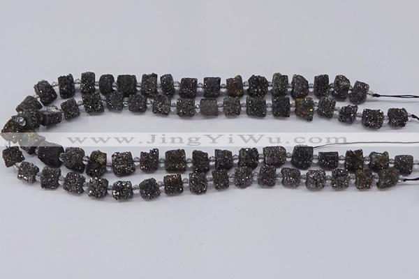 CNG3342 15.5 inches 6*8mm - 10*14mm nuggets plated druzy agate beads