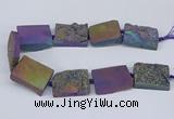 CNG3478 15.5 inches 30*40mm freeform plated druzy agate beads