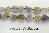 CNG3575 18*20mm - 25*30mm nuggets rough amethyst & lemon quartz beads