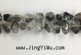 CNG3586 15*20mm - 15*30mm faceted nuggets black rutilated quartz beads