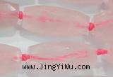 CNG374 15.5 inches 15*35mm faceted nuggets rose quartz beads
