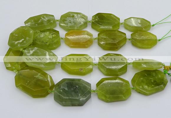 CNG5358 15.5 inches 20*30mm - 35*45mm faceted freeform lemon jade beads