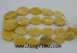 CNG5405 15.5 inches 20*30mm - 35*45mm faceted freeform yellow jade beads