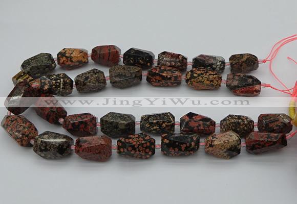 CNG5416 12*16mm - 15*25mm faceted nuggets red snowflake obsidian beads