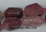 CNG5442 12*16mm - 15*25mm faceted nuggets strawberry quartz beads