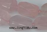 CNG5444 12*16mm - 15*25mm faceted nuggets rose quartz beads