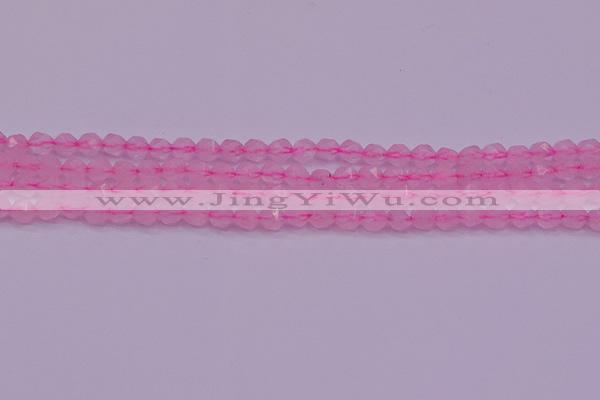CNG5481 15.5 inches 6mm faceted nuggets rose quartz beads