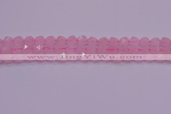 CNG5483 15.5 inches 10mm faceted nuggets rose quartz beads