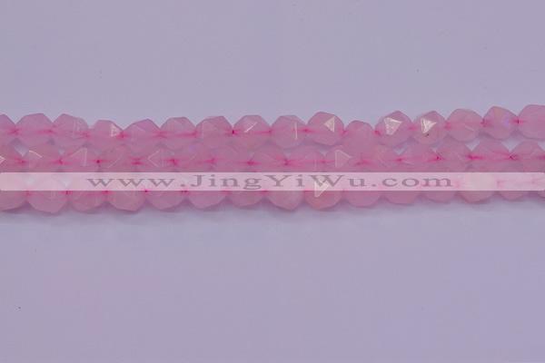 CNG5484 15.5 inches 12mm faceted nuggets rose quartz beads