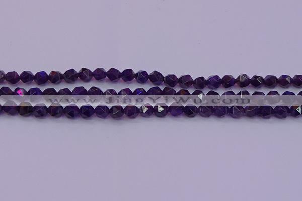 CNG5491 15.5 inches 6mm faceted nuggets amethyst gemstone beads
