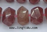 CNG5584 12*16mm - 15*20mm faceted nuggets strawberry quartz beads