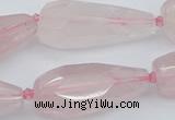 CNG5630 15.5 inches 15*35mm - 18*45mm faceted teardrop rose quartz beads