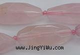 CNG5631 15.5 inches 15*35mm - 18*40mm faceted rice rose quartz beads