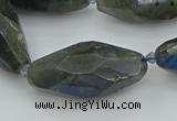 CNG5645 15.5 inches 15*35mm - 18*40mm faceted rice labradorite beads