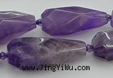 CNG5652 15.5 inches 15*35mm - 18*45mm faceted teardrop amethyst beads