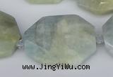 CNG5690 15.5 inches 20*30mm - 35*45mm faceted freeform aquamarine beads