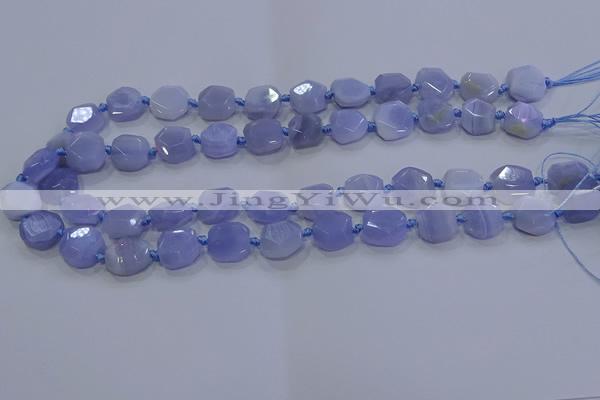CNG5775 10*12mm - 10*14mm faceted freeform blue lace agate beads