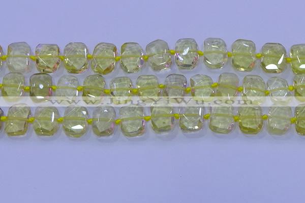 CNG5882 15.5 inches 10*14mm - 12*16mm faceted freeform lemon quartz beads