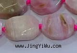 CNG5884 15.5 inches 10*14mm - 12*16mm faceted freeform pink opal beads
