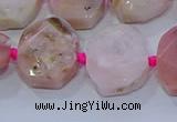 CNG5885 15.5 inches 10*14mm - 12*16mm faceted freeform pink opal beads