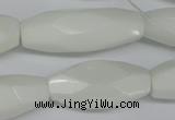 CNG591 12*30mm - 13*32mm faceted rice white porcelain nugget beads