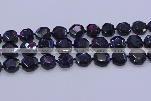 CNG5956 12*16mm - 15*18mm faceted freeform black tourmaline beads