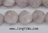 CNG6021 15.5 inches 12mm faceted nuggets grey crazy agate beads