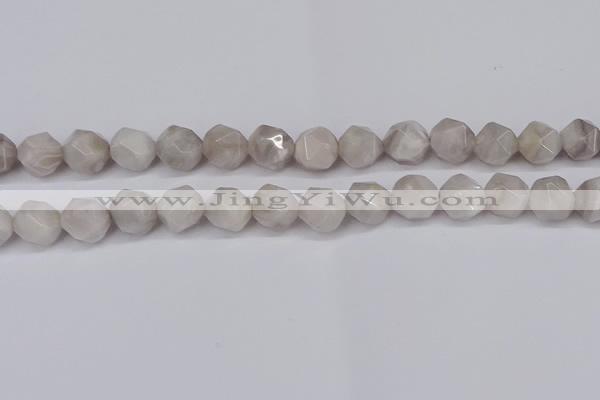 CNG6021 15.5 inches 12mm faceted nuggets grey crazy agate beads