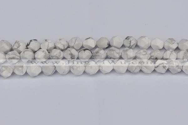 CNG6033 15.5 inches 12mm faceted nuggets white howlite beads