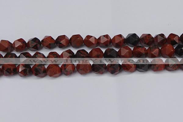 CNG6041 15.5 inches 12mm faceted nuggets mahogany obsidian beads